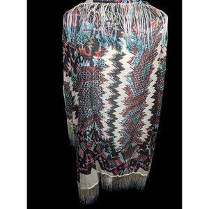 Topshop Southwestern Abstract Rainbow Ombre Fringe Scarf